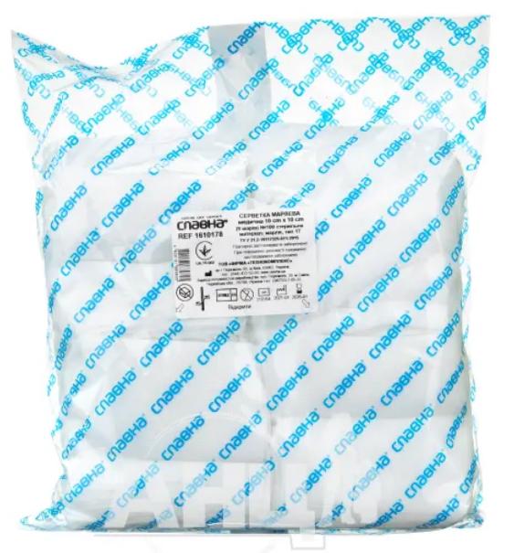 Серветка 10 см х 10 см 8 ш. №50 «Славна®» марля мед. бавов., тип 17 стер.